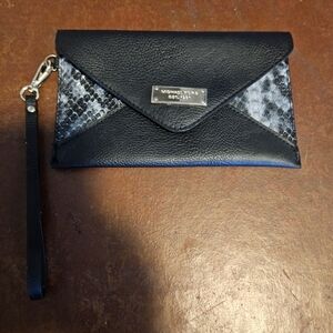 Michael Kors Black Faux Snakeskin Wristlet